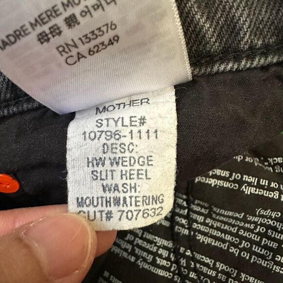 SNACKS by MOTHER High Waisted Slit Heel Jeans Wedge Mouth Watering - Picture 13 of 16